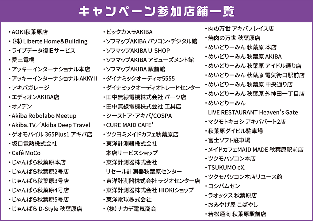 キャンペーン参加店舗一覧
